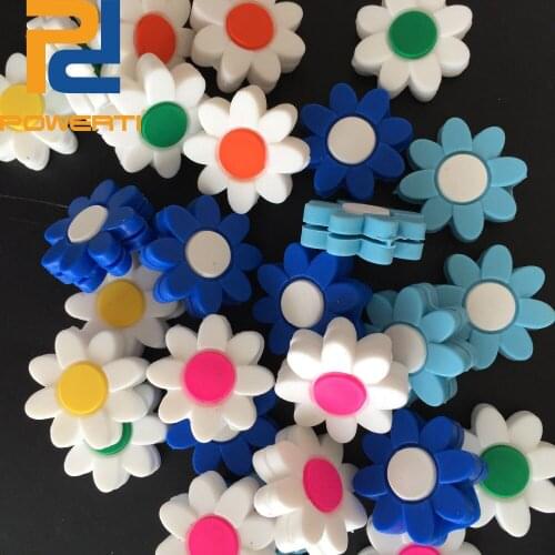POWERTI 100pcs/lot Tennis Vibration Dampener Sunflower Silicone Rubber Dampener Machine Tennis Accessories