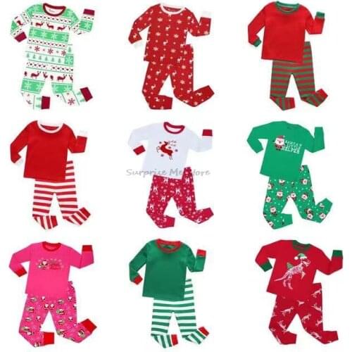Children Christmas pajama sets Boys striped pyjama Baby Girls New Year sleepwear Kids Infant toddler cotton Piajamas clothing