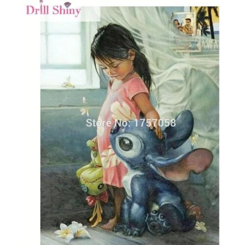 Drill Shiny DIY 5D Diamond Embroidery Lonly Kid Full Square Rhinestone Painting Child Toy Cross Stitch Sewing Kits Beadwork