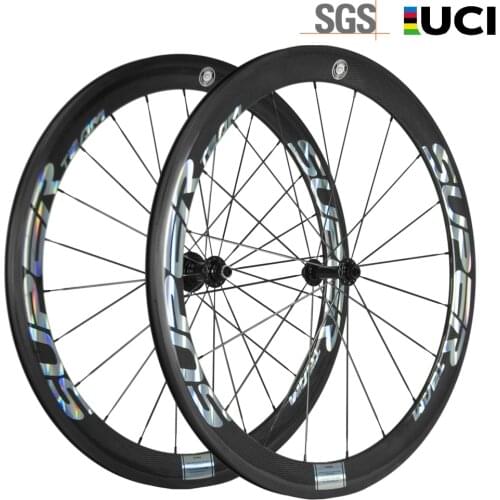 SUPERTEAM 50mm Clincher 700C Carbon Wheelset Road Bicycle Wheel Carbon Bike wheels