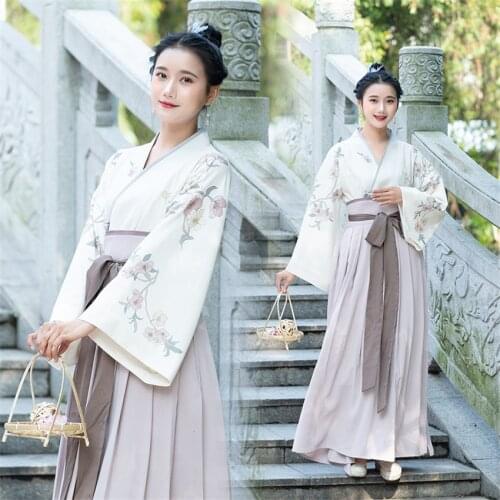 Traditional Japanese Kimono Woman Retro Floral Fashion Haori Clothing Set Spring Oriental Party Photography Clothes for Girls