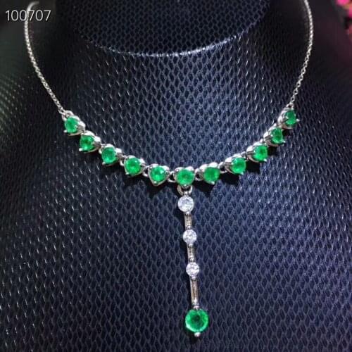 KJJEAXCMY boutique jewels 925 pure silver inlaid natural emerald necklace Necklace support test