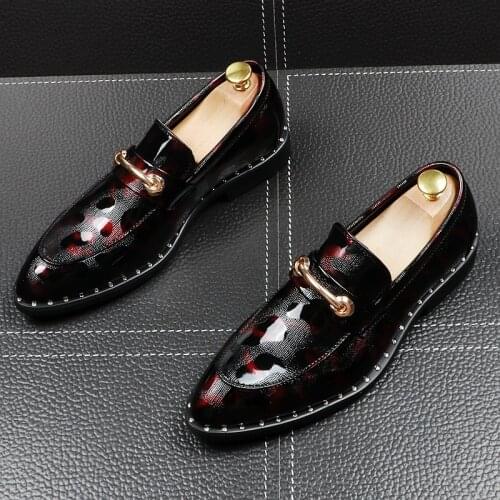 Mens casual wedding party dress patent leather shoes slip on driving shoe oxfords breathable summer loafers gentleman footwear