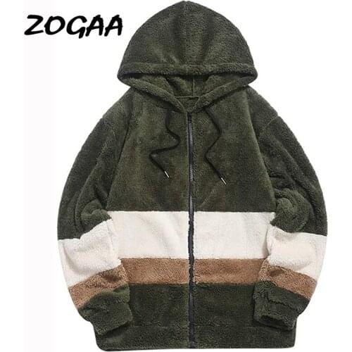 ZOGAA Hoodies Men Autumn Winter New Mens Sweater Long-sleeved Contrast Hooded Sweatshirts Streetwear Cardigan Casual Trendy Hot