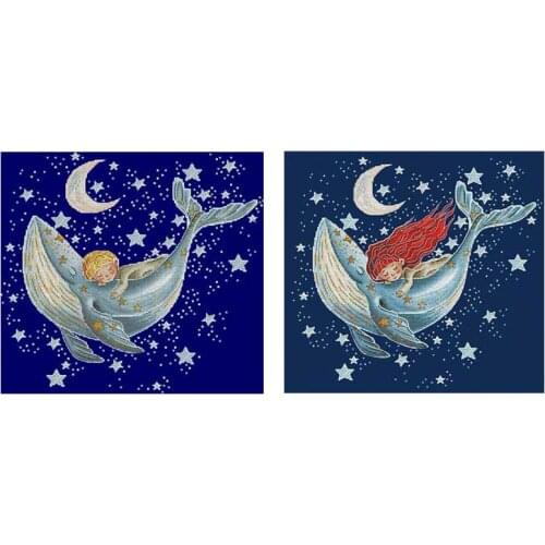 Baby whale patterns counted 11CT 14CT Cross Stitch Sets DIY Chinese Cross-stitch Kits Embroidery Needlework