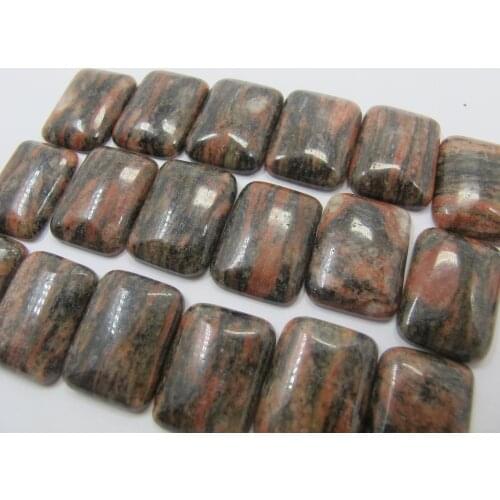 Natural Red sesame Stone Bead Cabochon 15x20mm Rectangle Cabochon,Gem Stone Jewelry Ring Face Pendnat 10pcs/lot