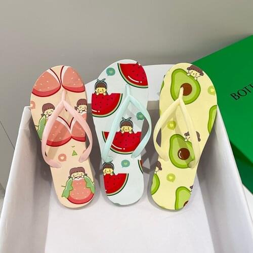 Cheap Cute Pink Summer Womens Flip Flops Fruit Pattern Home Slippers Woman Comfort Outdoor Beach Slippers Women сланцы женские