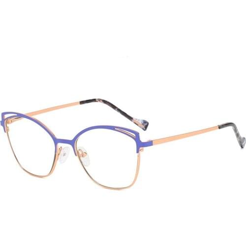 New Two-tone Metal Anti Blue Light Eyeglasses Ladies Fashionable Cat Eye Spectacle Frames Simple And Comfortable Myopia Eyewears