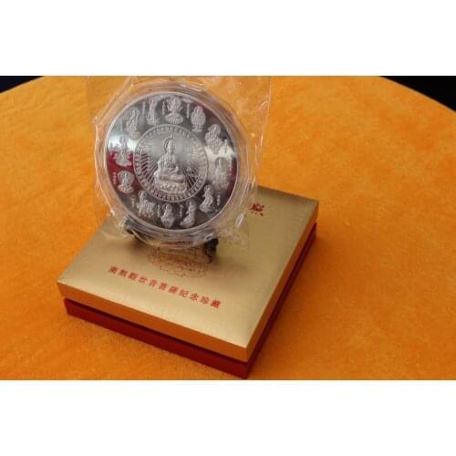 Limited edition collection # home TOP efficacious Talisman Mascot Nanhai Guanyin Buddha FENG SHUI silver plating statue