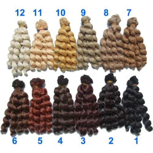 1 piece 15cm x 100cm brunette blonde black brown natural color curly high-temperature doll wigs hair for 1/3 1/4 1/6 BJD SD diy