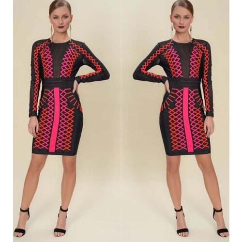 Dress Women Summer Bandage Dress O-neck Long Sleeve Mini Sexy Mini Club Bodycon Dress Party Dress 2020