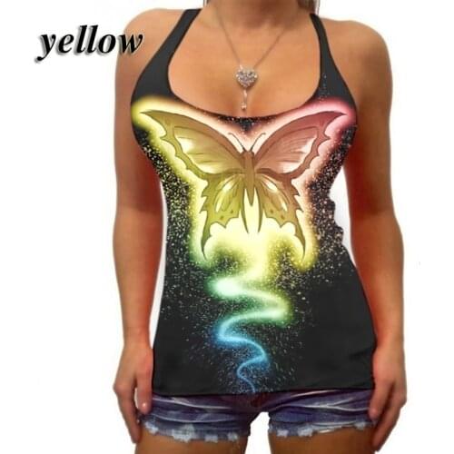 Print Butterfly Skinny Vest Tank Top Women 2021 Fashion Plus Size 5XL Summer Spring Sleeveless Tees Shirt Sequin Tshirt