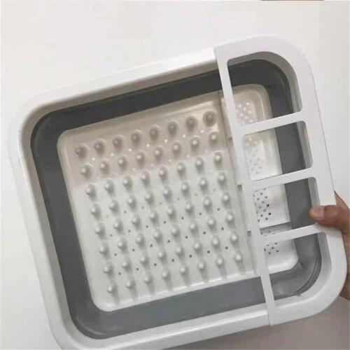 Foldable Drain Basket Dish Rack Multifunctional Home Kitchen Dish Rack Household Tableware Storage Rack