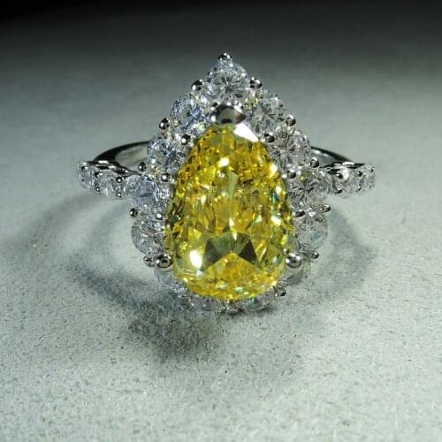 Charms 925 Sterling 7*10MM 3CT Radiant Water Drop Cut Free Adjustable Opening Citrine Pink Gemstone Rings For Women Fine Jewelry