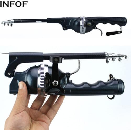 INFOF Sea Telescopic Fishing Rod 1.31M Folding Mini Fishing Pole Pod with 80M 3# Nylon Line Casting Jigging Rod