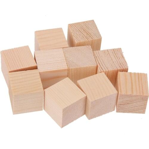 Pack of 10 Natural Wooden Squre Cubes Embellishment for DIY Craft Embellishment Cardmaking Scrapbooking 25x25x25mm