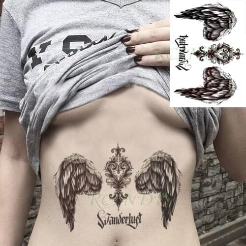 Waterproof Temporary Tattoo Sticker Angel Wings Feather Letter Flash Tatoo Fake Tatto Big Size Body Art for Girl Men Women