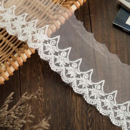 High quality milk silk lace fabric white garments bra diy crafts sewing accessories 8cm wide lace ribbon floral trimming 1yard