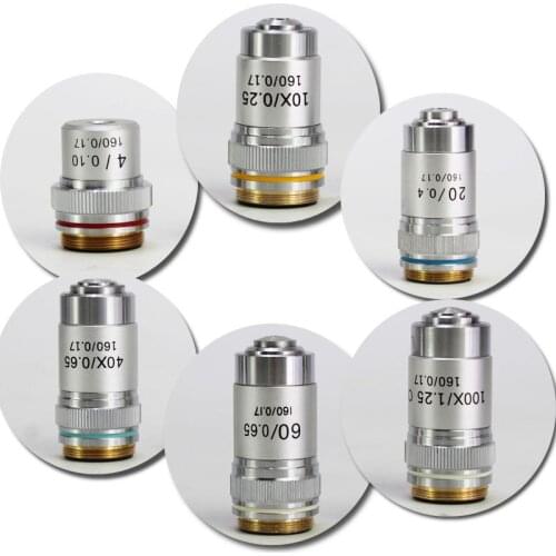 High Quality Microscope Objective 4X 10X 20X 40X 60X 100X Biological Microscope Objectives Lens Achromatic lens Accessories