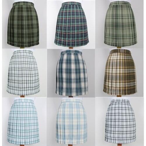 Japanese School Dresses For Girl Green Plaid Pleated Skirt High Quality JK Uniform Skirt Student Cosplay Anime Sailor Suit Skirt