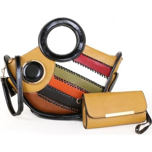 Women PU Leather Handbag Colorful Patchwork Shoulder Crossbody Top Handle Bags For Office Ladies With Purse