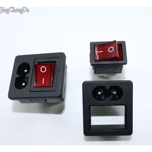 1PC IEC320 C8 Power Cord Inlet Socket receptacle With ON-OFF Red Light Rocker Switch 250V 2.5A FOR Computer Amplifier