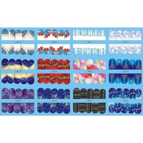 UPRETTEGO 12 PACKS / LOT NAIL ART BEAUTY WATER DECAL SLIDER NAIL STICKER CHRISTMAS XMAS TREE LIGHTS SNOW FLAKE BN205-216