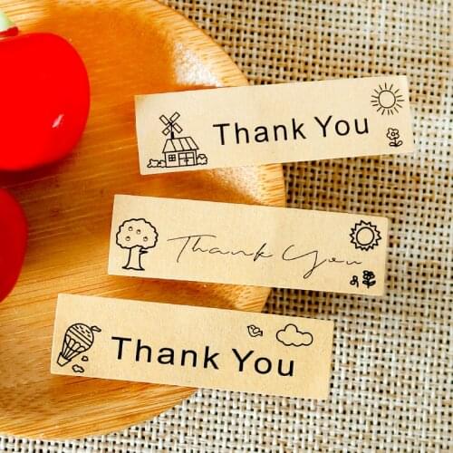 120pcs Handmade Thank You Stickers Creative Flower House Kraft Stationery Sticker DIY Scrapbooking Envelope Sealing Labels