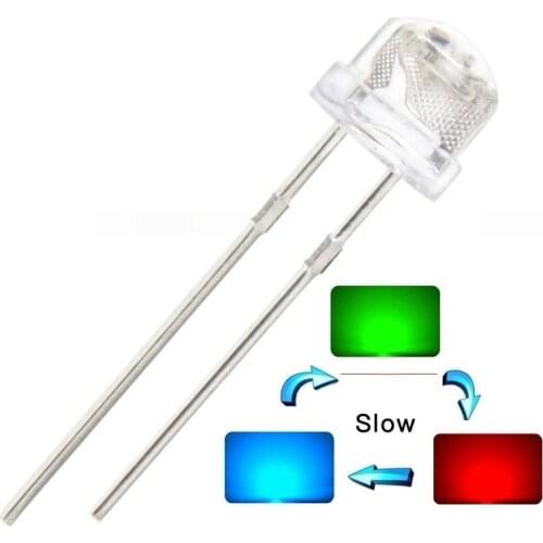 20pcs 5mm Straw Hat RGB Red Green Blue Light Emitting LED Lamp Slow Flashing NEW