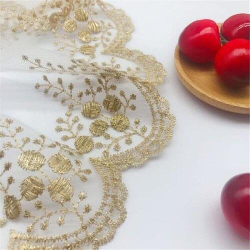 20Yards/lot Soft Mesh Embroidery Golden Lace Clothing Accessories Trims 10.8cm Dress Skirt Handmade Accessories Home