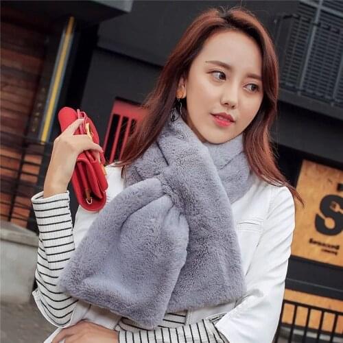 2021 100*20cm women Winter Warm Plush Scarf Angora Scarves Rabbit Fur Thicken ladies Fake Collar Neckerchief boys Girls children