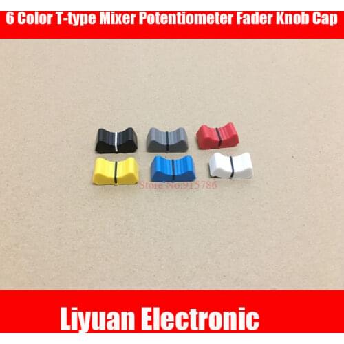 30pcs 19mm hole 6 Color T-type Mixer Potentiometer Fader Knob Cap L25MM W11MM H9MM