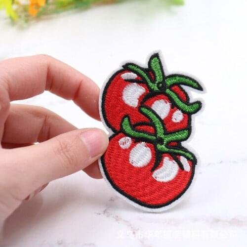50pcs/Lot Tomato Cartoon Vegetables Embroidery Patches Letters Clothing Decoration Accessories Diy Iron Heat Transfer Applique