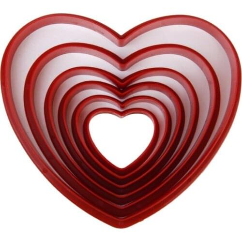 6PCS/Set Love Heart Shape Biscuit Cookie Cake Maker Mold Edge Cutters DIY Baking Kitchen Tools