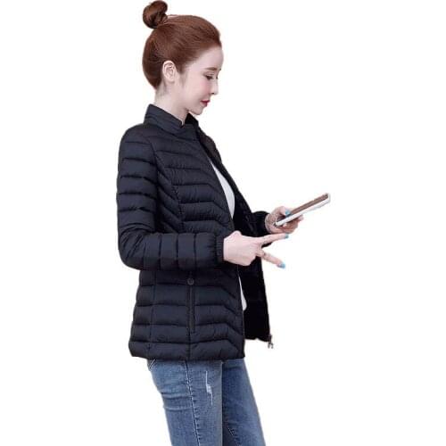 AECU Winter Women Ultralight Thin Cotton Jacket Warm Parka Female Outwear Plus Size Parkas Coats Short Female Cotton Basic Tops