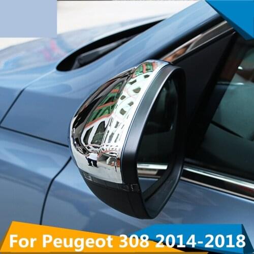 Car Rear-view Mirror Covers Shell Rearview Mirror Edge Guards Cover Exterior decoration For Peugeot 308 2014-2018