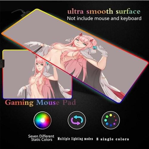 Darling In The FranXX Anime RGB Large Gaming Luminous Waterproof Rubber Desk Mat XXL Mousepad Computer Laptop Keyboard Desk Pad