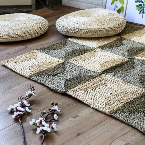Household Non-slip Carpet Natural Straw Mat Parent-child Game Pad Home Living Room Creative Doormat Area Rug for Bedroom