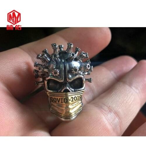 EDC Tool S925 Sterling Silver Paracord Knife Beads Necklace Pendant Skull Keychain Bead