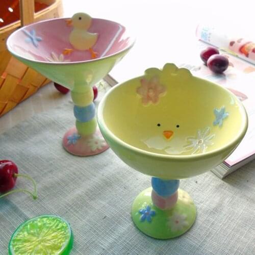 Jingdezhen Ceramic chicken cute cartoon animal Fruit Bowl Mug snack dessert ice cream bowl
