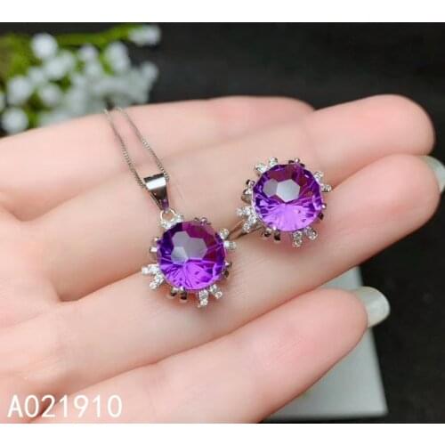 KJJEAXCMY boutique jewelry 925 sterling silver inlaid Amethyst gemstone Ring pendant Womens Suit luxurious