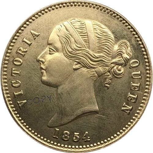 1854 East India Two Mohurs Victoria Gold coin Brass Collectibles Copy Coin