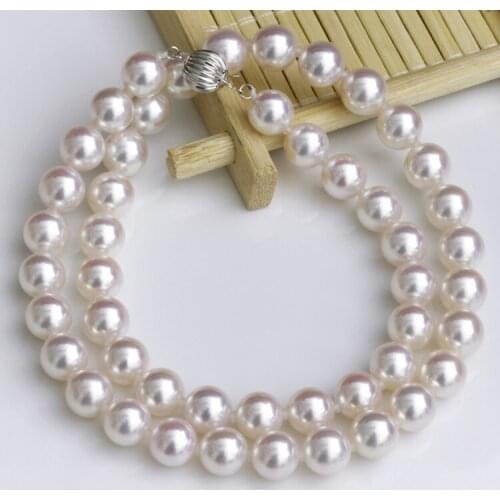Collectible circle very light Japan Akoya natural seawater pearl necklace beads with certificate AAAA