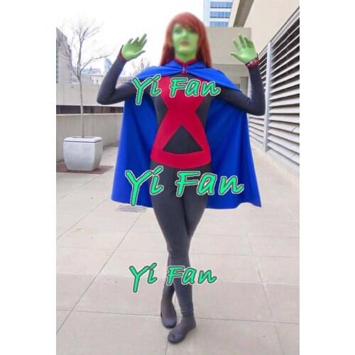 Miss Martian Young Justice Superhero Costume Spandex Zentai bodysuit Miss Martian Cosplay Costume Custom Made for Male/Female