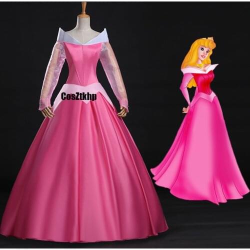 Movie sleeping beauty Princess Aurora Cosplay Costume Adult Dresses Halloween Christmas Woman Cloak Dress wigs girls tailor made