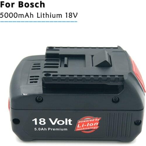 18V Lithium Ion 5000mAh Tools Battery for Bosch BAT609 BAT618 2607336169 BAT618G BAT609 with Led Power Light