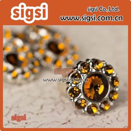 Twinkling gold crystal acrylic rhinestone button for garniture
