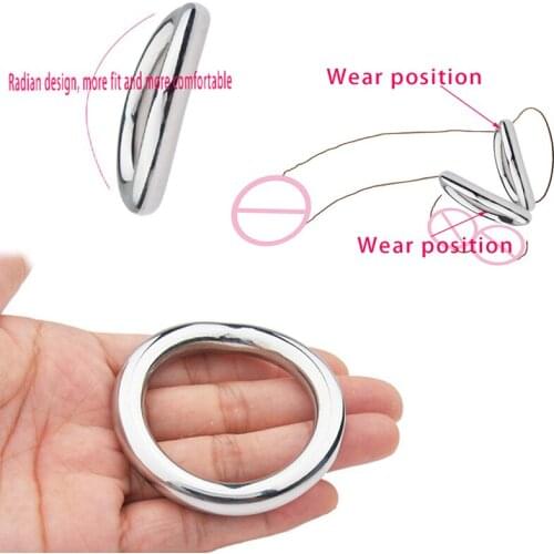 Metal Cock Ring Penis Bondage Lock Cock Ring Heavy Duty Male Metal Ball Scrotum Stretcher Delay Ejaculation BDSM Sex Toy Men 18