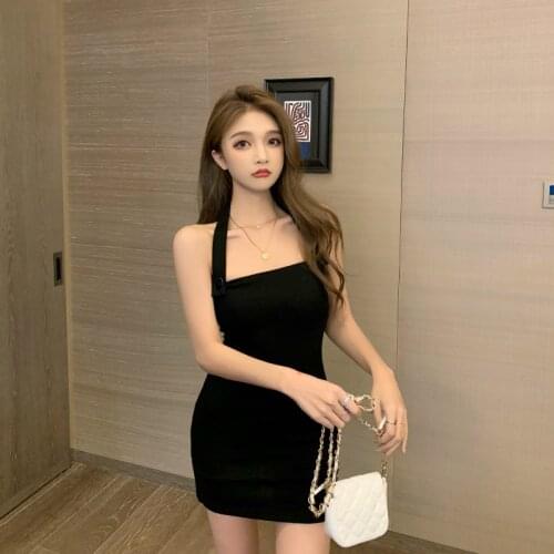 Fashion Sling dress Summer Sexy Temperament Split fork Hip tight short skirt 2021 sexy dress women