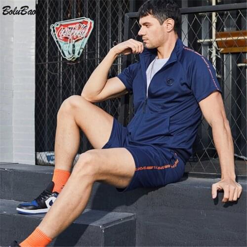 BOLUBAO Casual Mens Sets Summer Tracksuit Men Short Sleeve T-Shirt 2 Piece+Shorts Short Set Fashion Sportswear Male